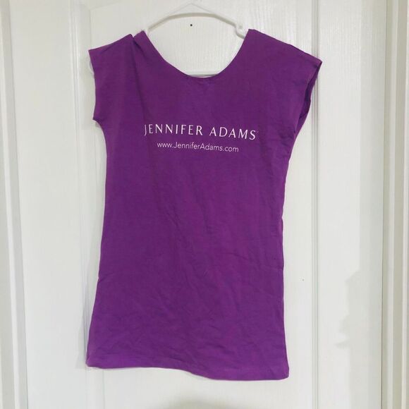 Jennifer Adams T-Shirt Women's Spellout Cap Sleeve Tee Top Purple Size Medium - Picture 5 of 5
